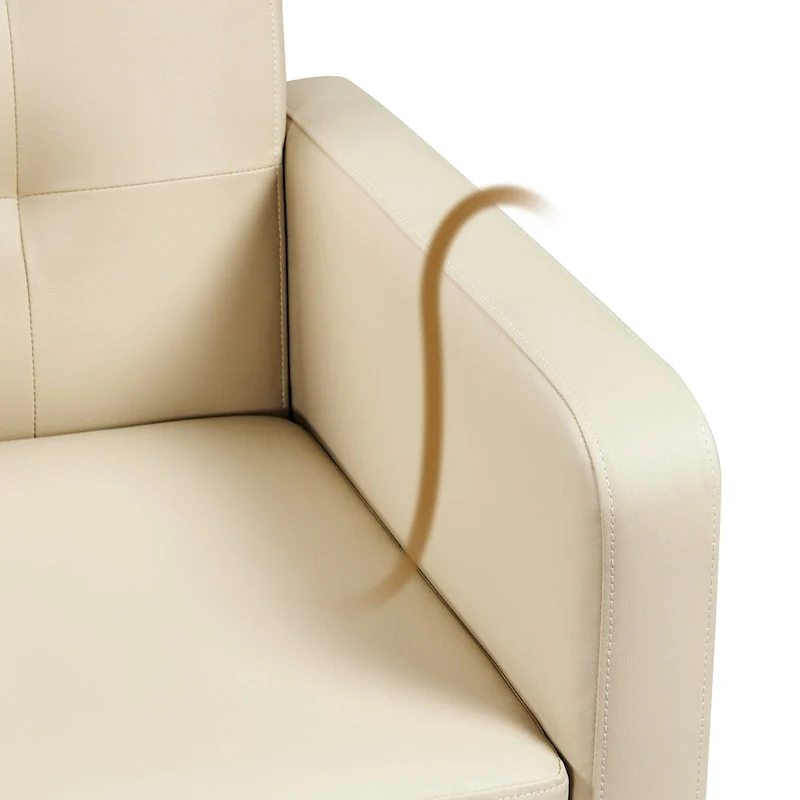 Modern faux leather upholstered armchair with solid wood legs - 28.5 29 33