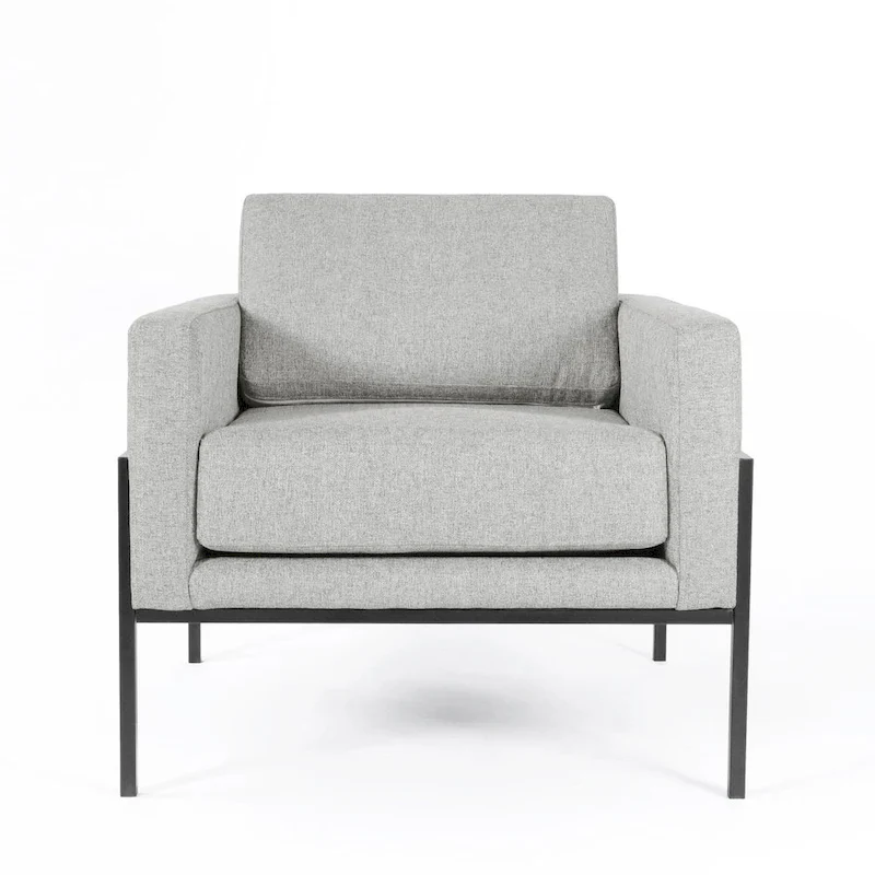 Modern Upholstered Club Chair, Camel/Grey/Blue/Brown, Metal Frame, Single