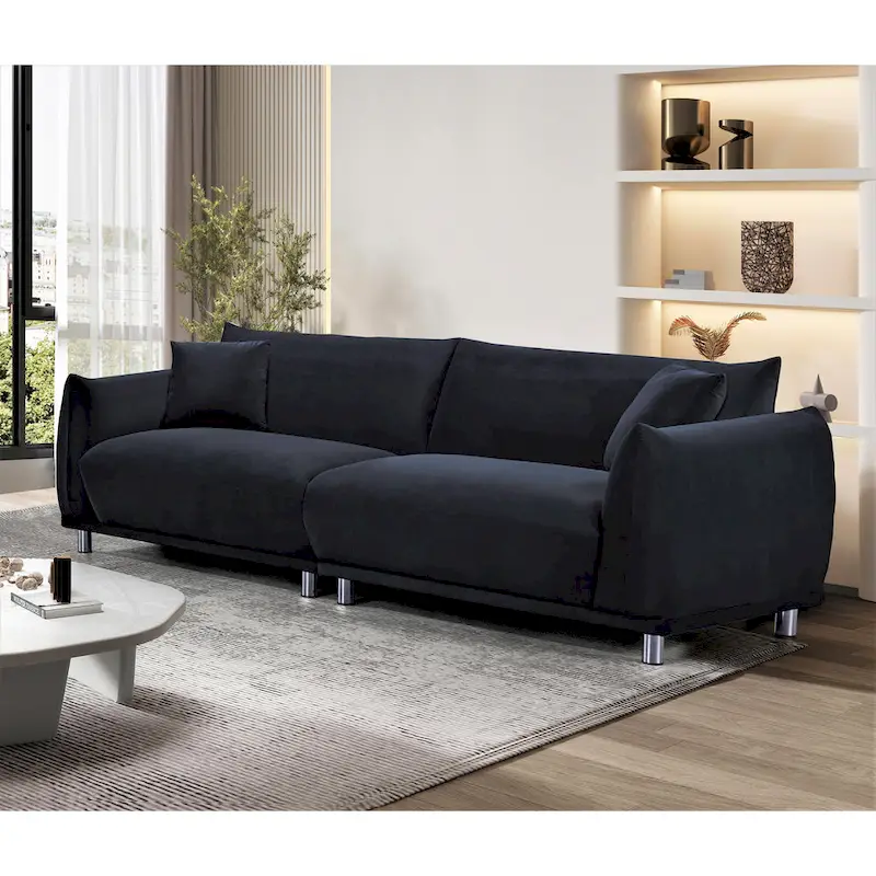 Velvet Sofa with Metal Legs