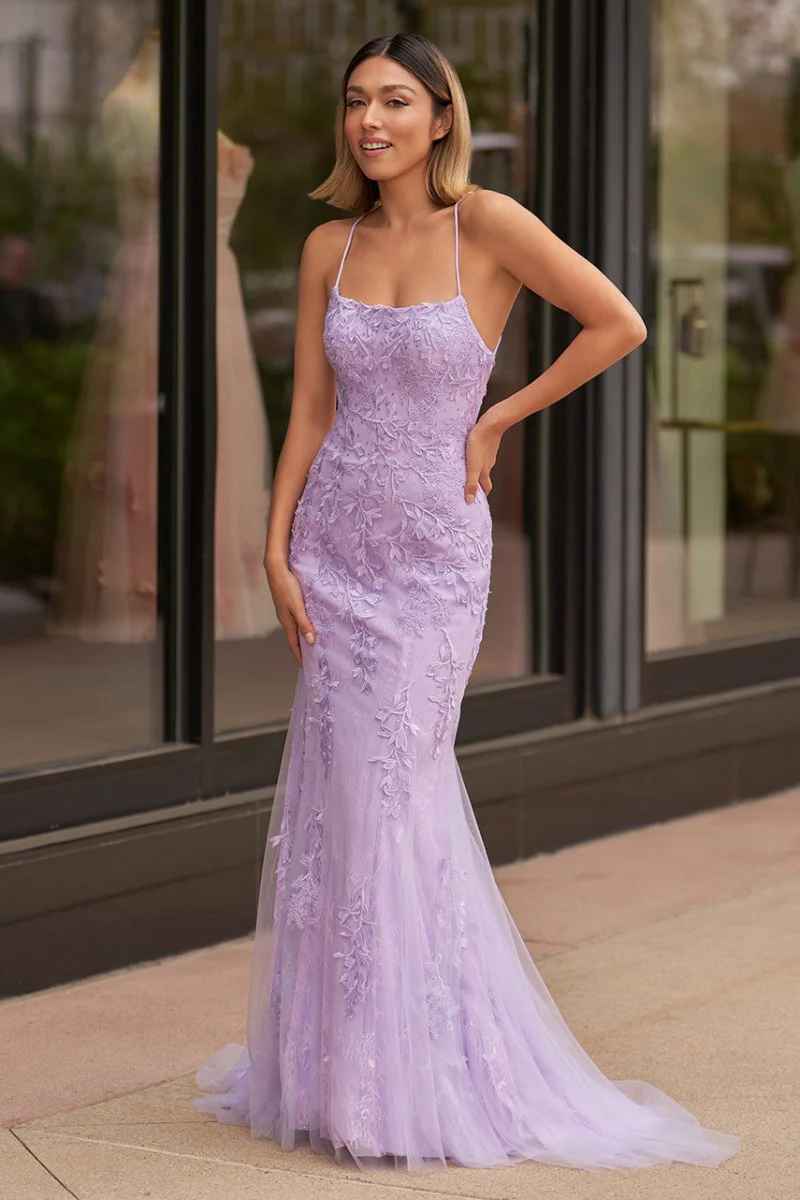 Mermaid Spaghetti Straps Lace Prom Dress