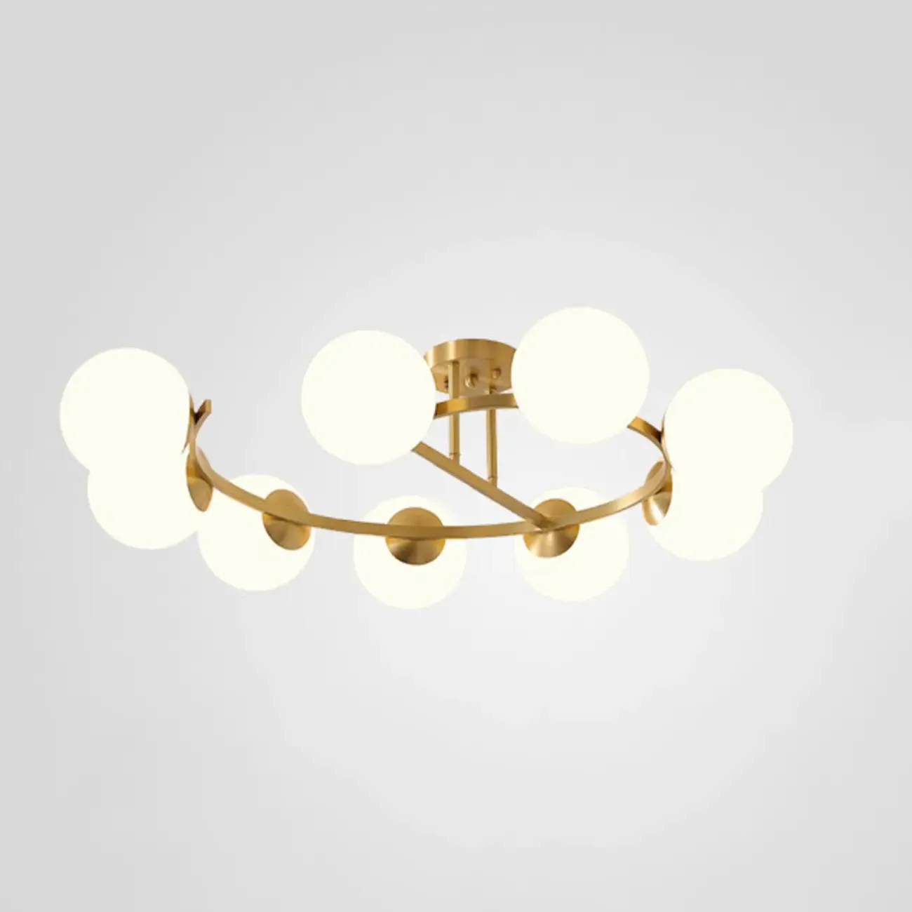 Modern Gold Loop Globe Glass Semi Flush Ceiling Light