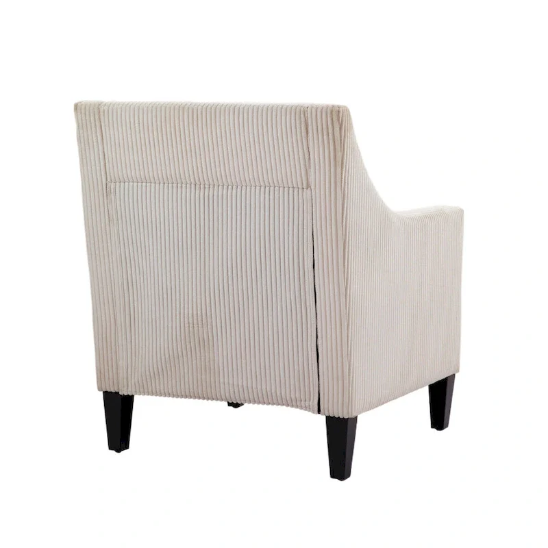 Beige Upholstered Accent Arm Chair with Scooped Arms and Rubber Wood Legs