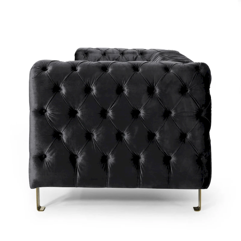 Keyser Modern Glam Tufted Velvet 3 Seater Sofa by Christopher Knight Home - 83.75 L x 34.50 W x 27.25 H