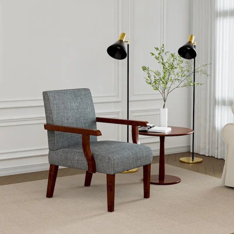 Grey 18.7 Arm Chairs with Round Table (Set of 2)