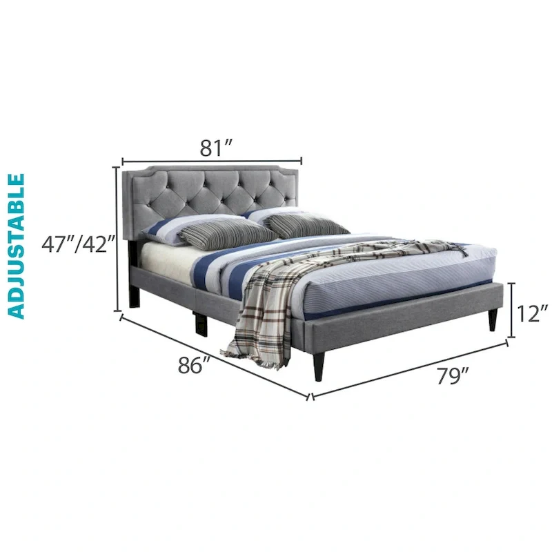 Deb Transitional Tufted Upholstered Panel Bed