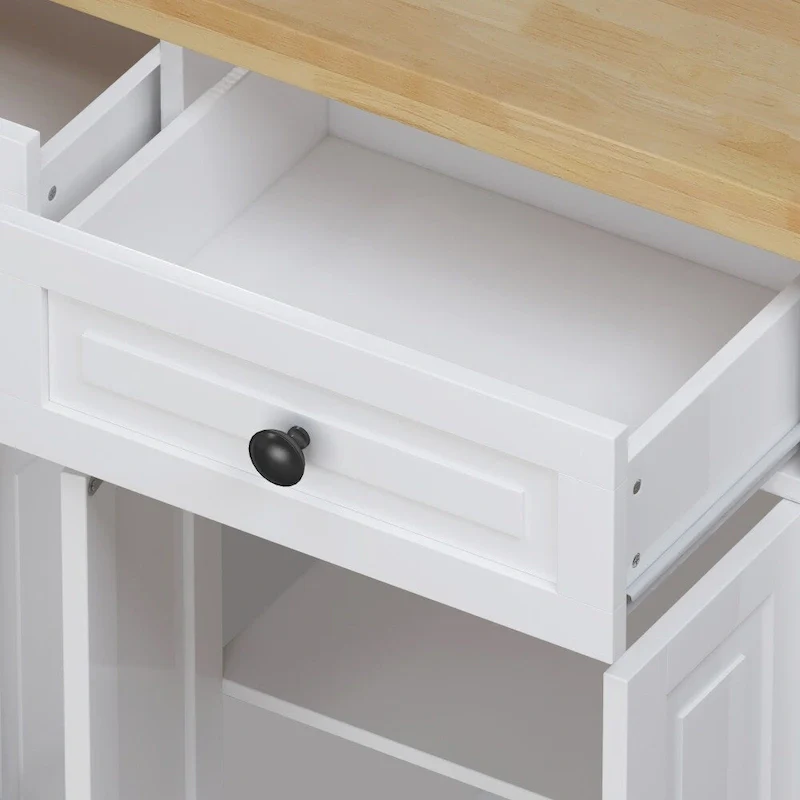43.31 in. Kitchen Island Cart with 2 Cabinets and Spice Rack
