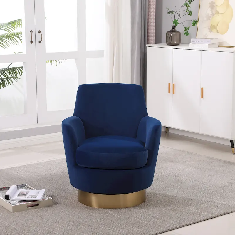 Velvet Soft Fabric Swivel Barrel Chair - 28.3 x 29.3 x 32.7