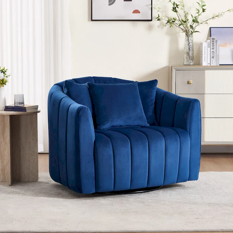 40.4W Modern Swivel Accent Chair,Swivel Single Sofa Chair with Ottoman