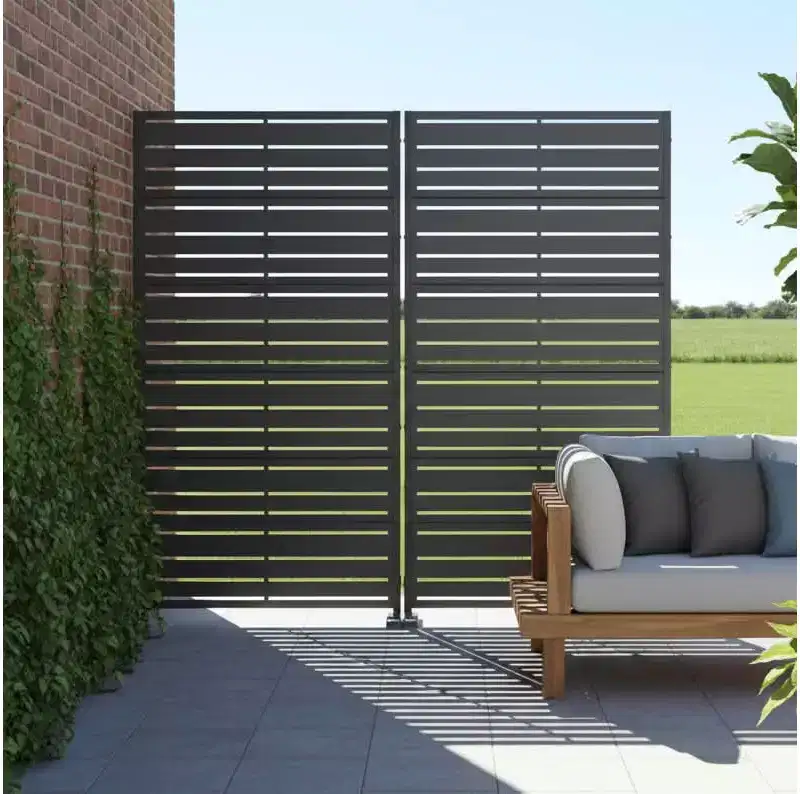 MAYEERTY Benjamin Wide-Narrow A Louvered Black Galvanized Steel Room Divider, 72x35x16, 6-Piece Double-Sided Home Screen