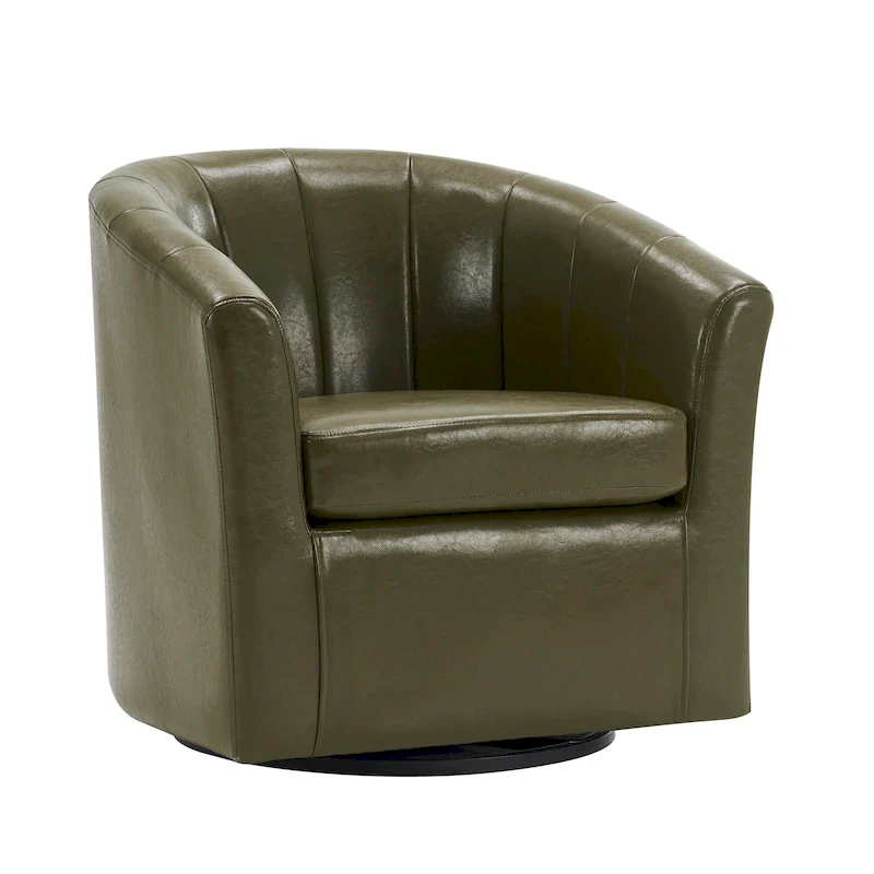 Swivel Barrel Accent Chair - Faux Leather Single Seat