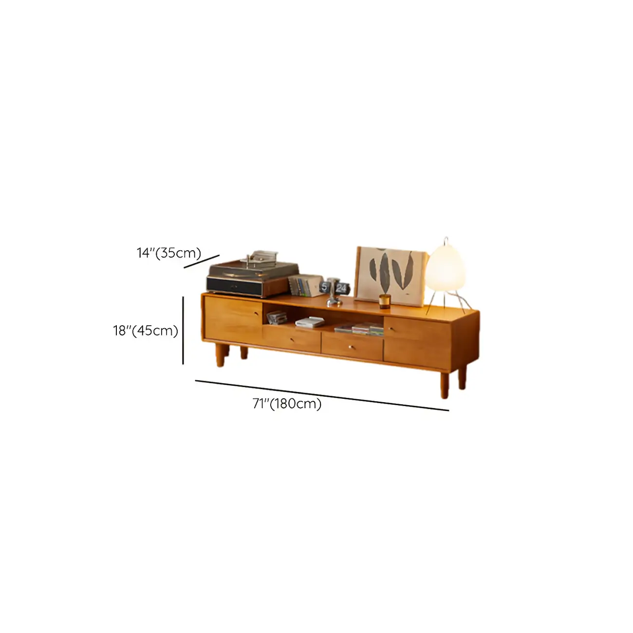 Scandinavian Brown Wooden TV Stand with Drawers