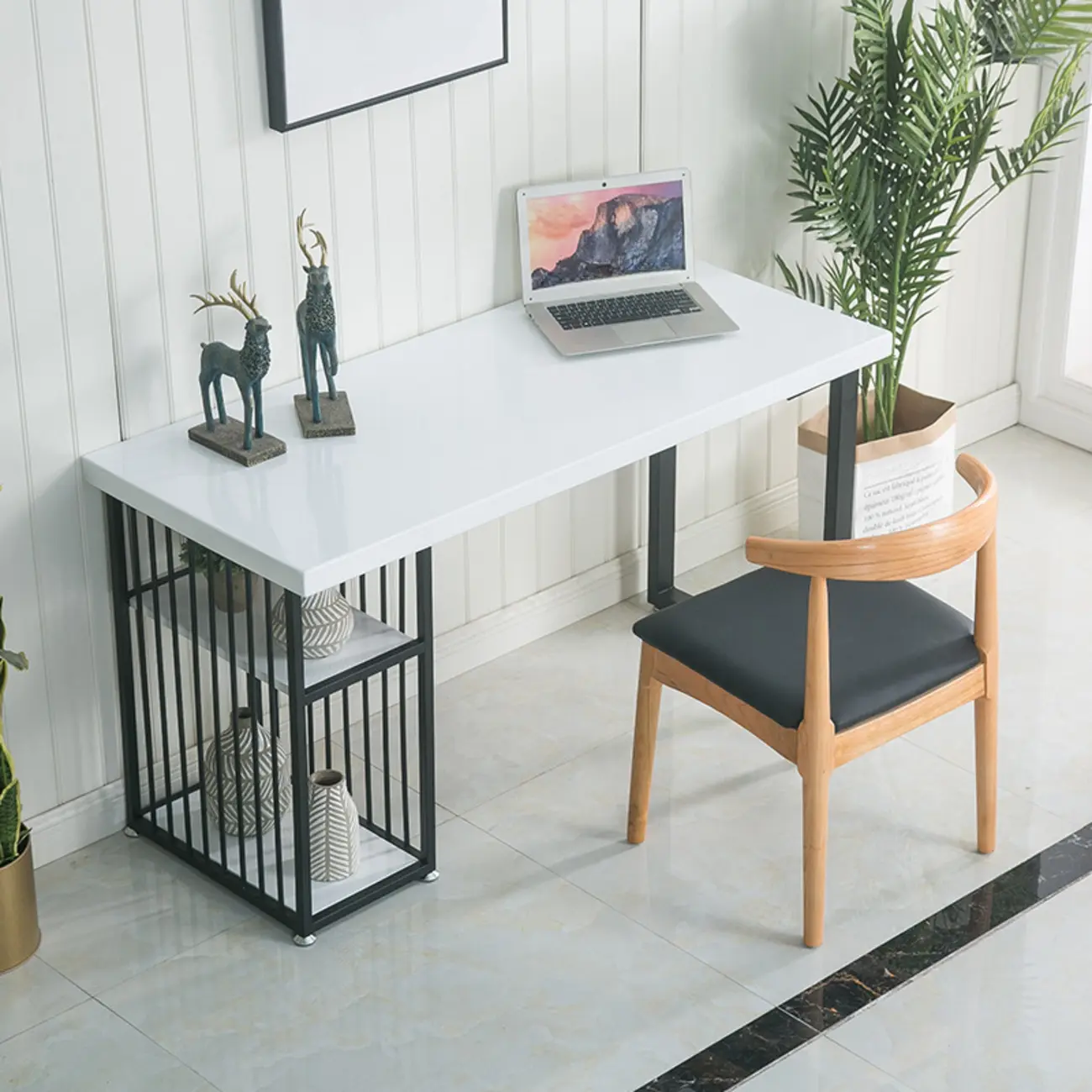 Glam White-Gold Metal Storage Bar Tables
