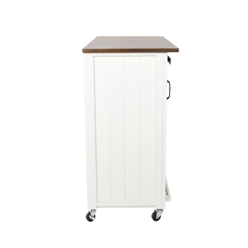 SEI Furniture Lankershim Modern Farmhouse White Wood Kitchen Cart