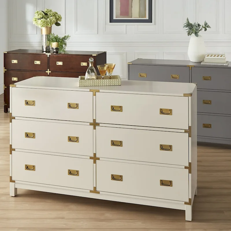 Six-drawer gold-decorated dressing table