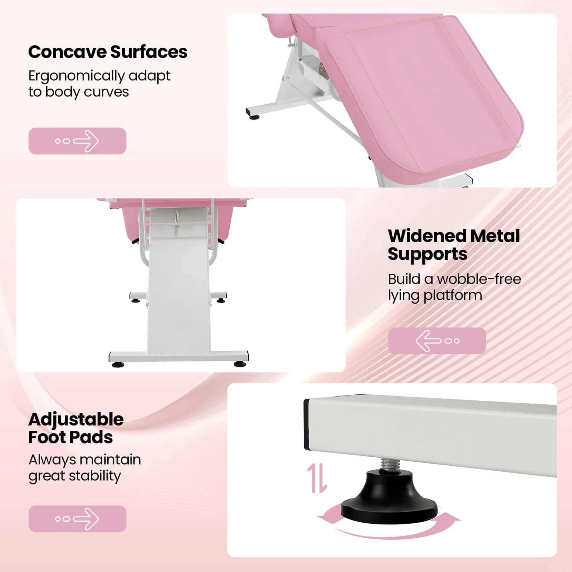 Costway 72 Massage Bed with Hydraulic Stool Adjustable Backrest &