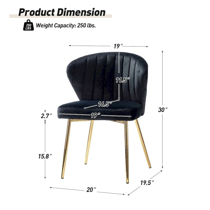 Barbara Side Chair with Metal Base Set of 4 by HULALA HOME