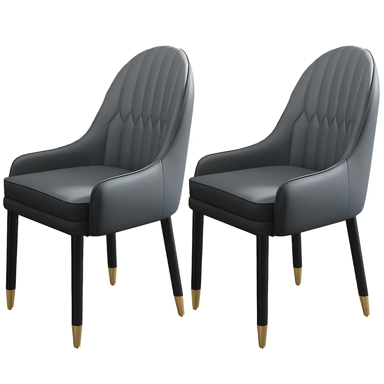 Modern Leather Upholstered Dining Chair with Arms