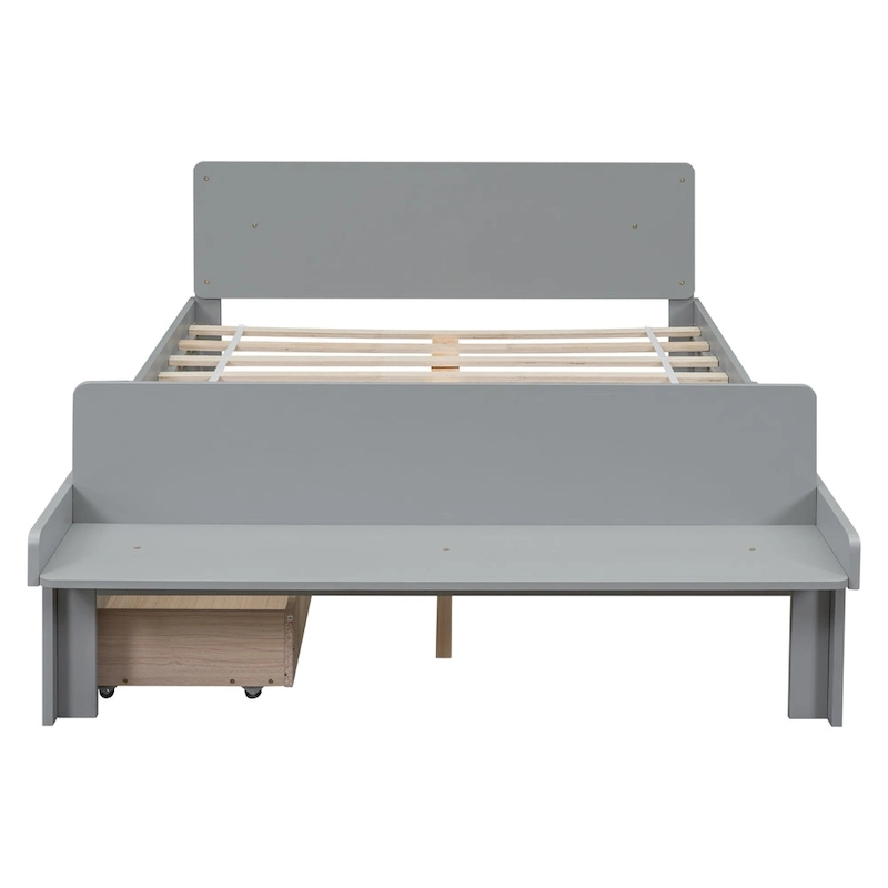 Full Bed with Footboard Bench,2 drawers