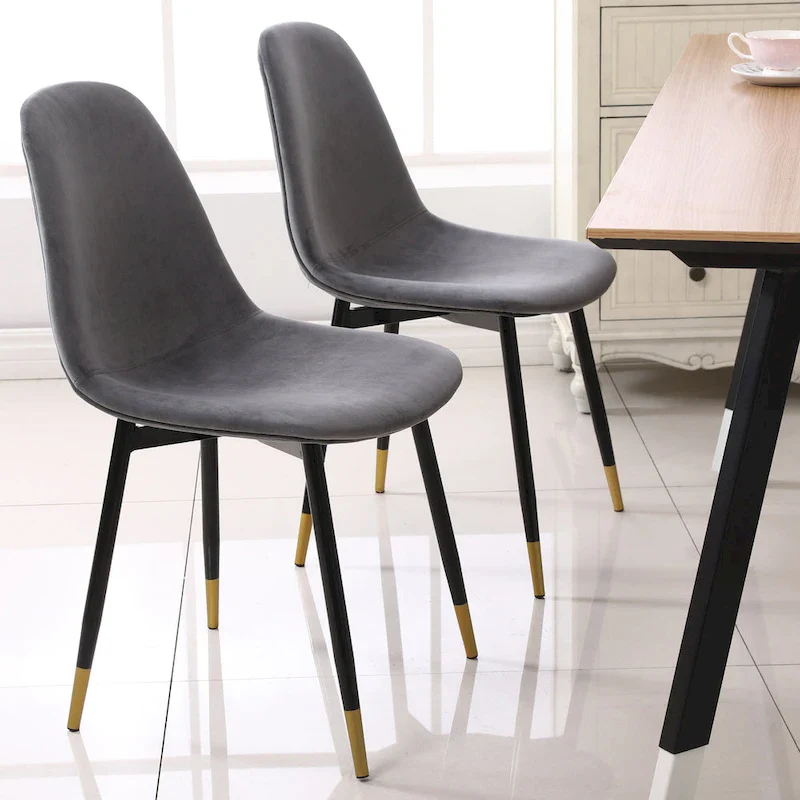 Modern Style 5-Piece Dining Set with Round Table and 4 Velvet Upholstered Chairs