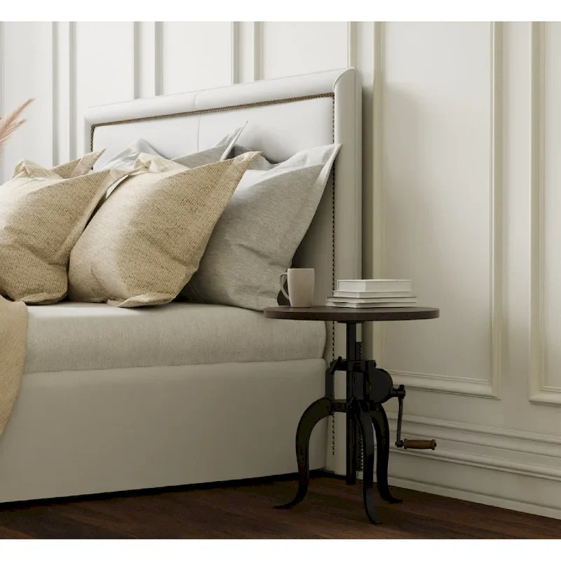 Carolina Living Regan Adjustable Accent Table - Chestnut Top - Black Base