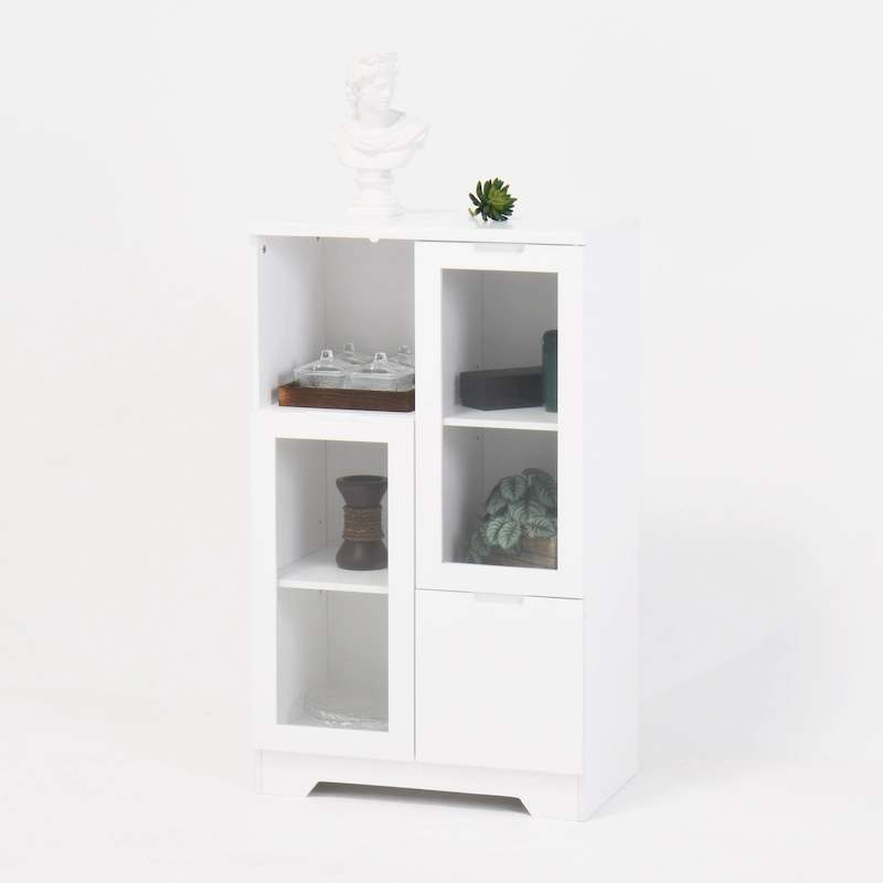 Wooden Floor Cabinet with 2 Glass Doors