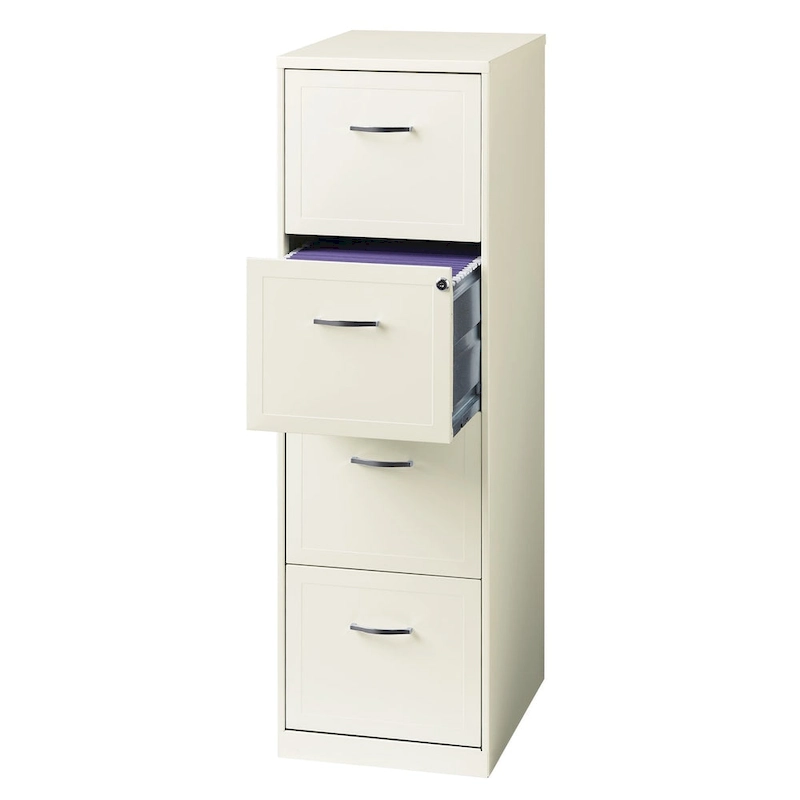 Space Solutions Pearl White 4 Drawer Metal Vertical File Cabinet