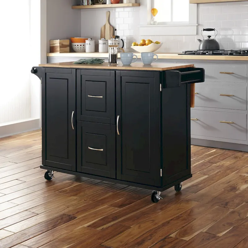 Homestyles Dolly Madison Black Wood Kitchen Cart - N/A