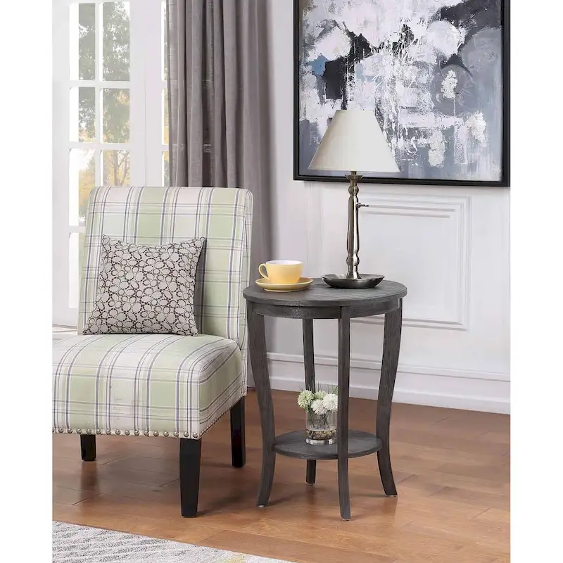 Round End Table with Shelf