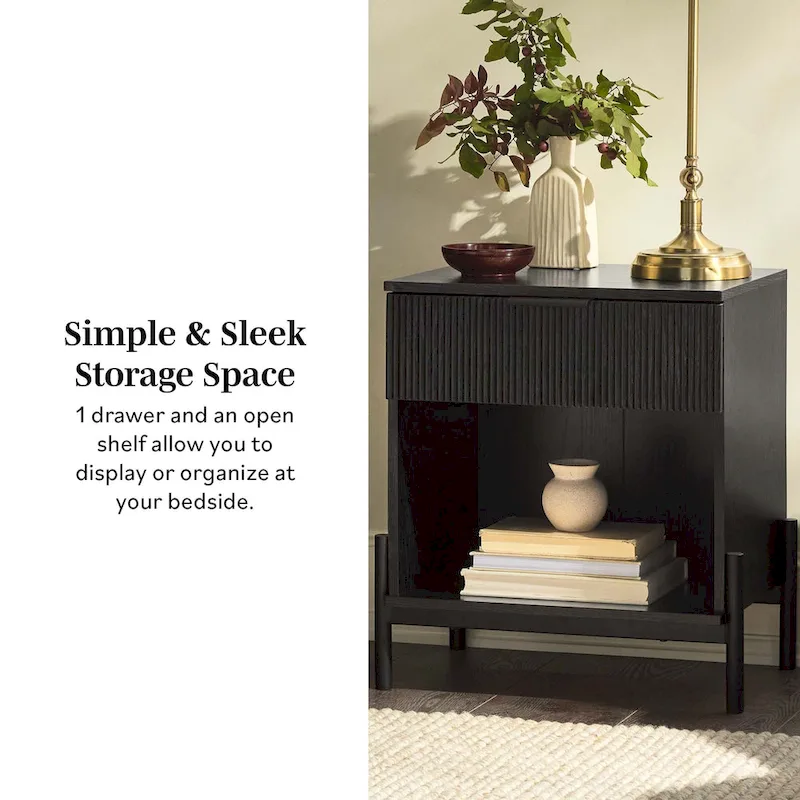 Modern Fluted-Drawer Nightstand (Set of 2)