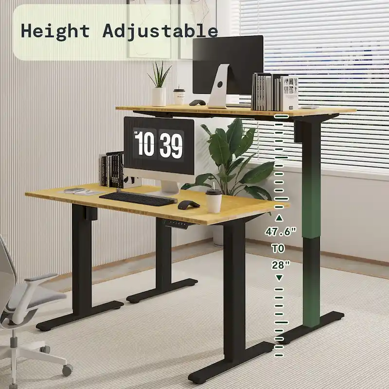 Bamboo Electric Height Adjustable Standing Desk - Single User