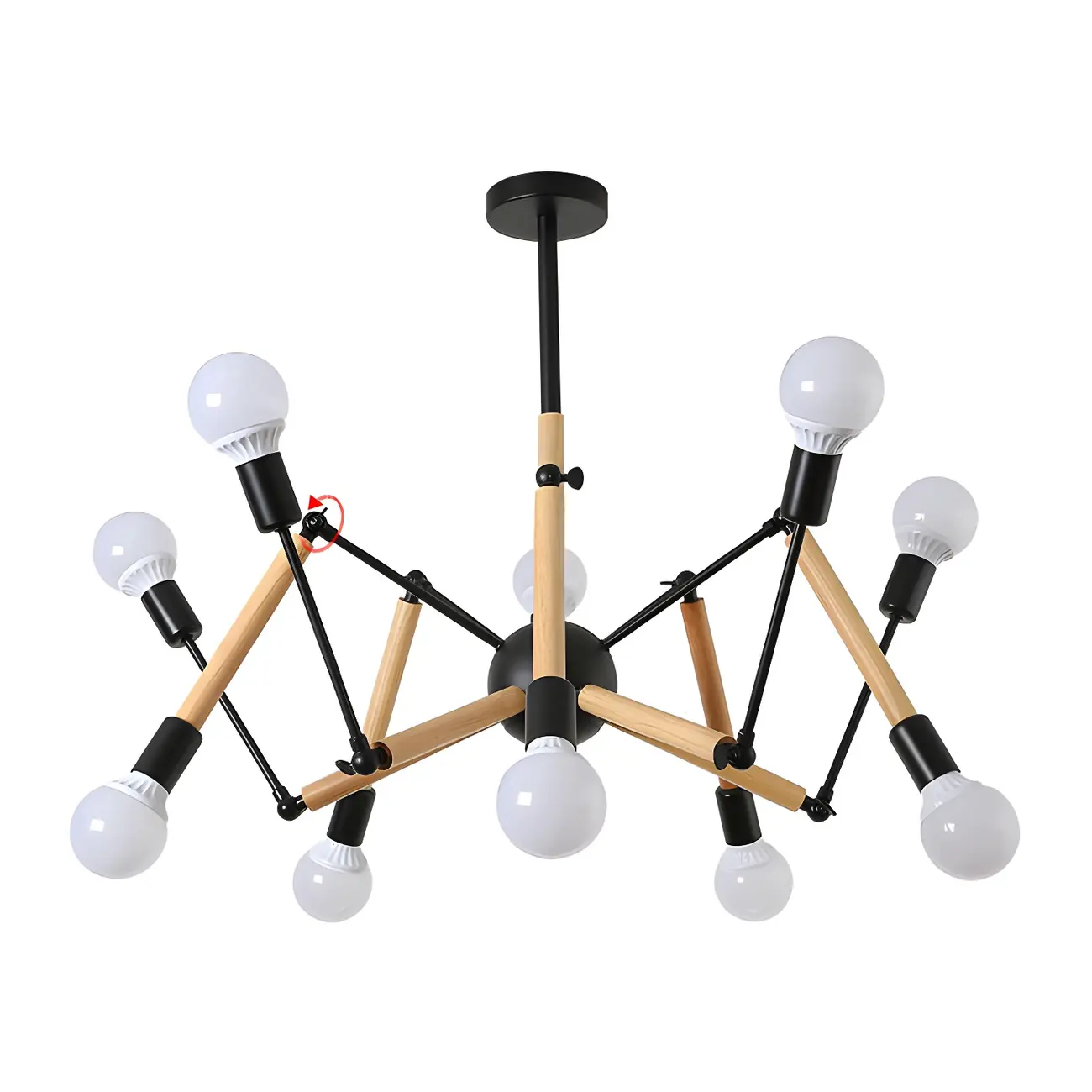 Modern Multi-Light Metal Adjustable Downrod Sputnik Chandelier