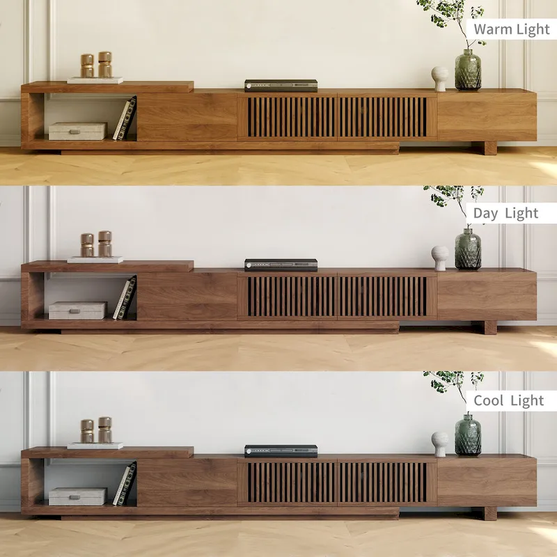 Modern Retractable & Extendable TV Stand with 4 Drawers, Up to 103 Inches - 78.54D x 15.74W x 13.78H