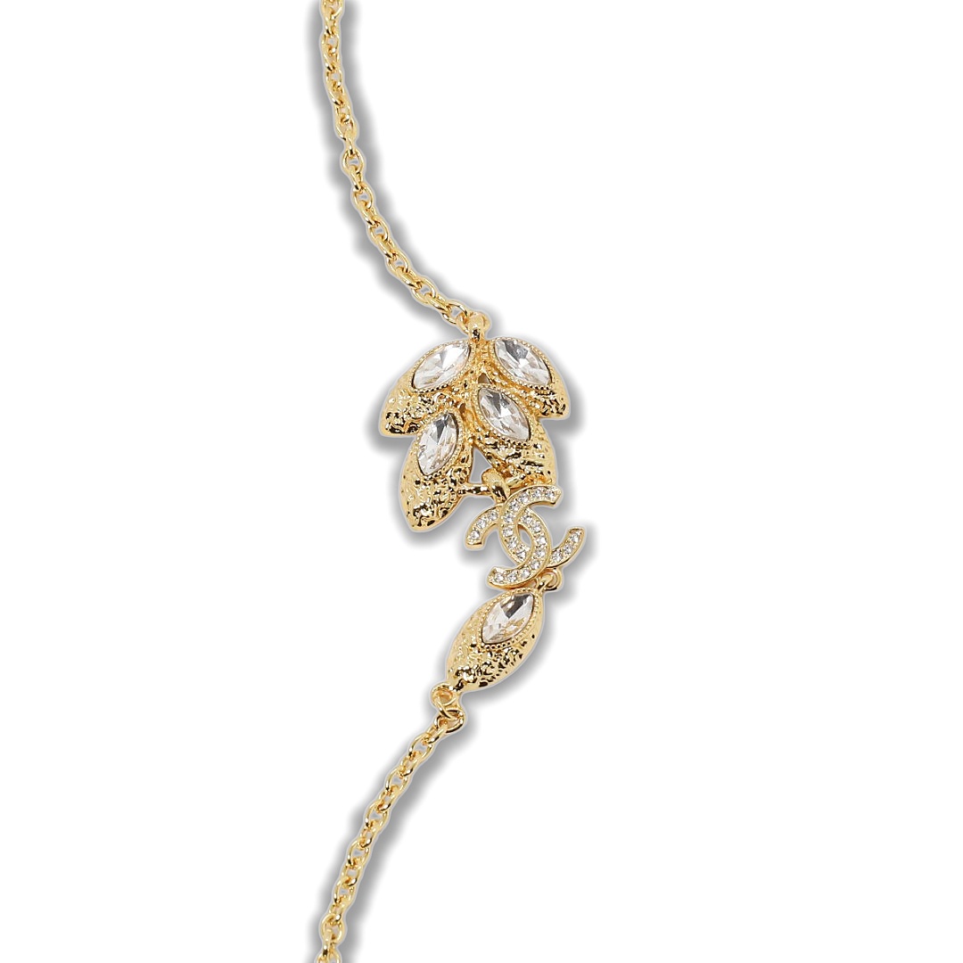 CCL117 Chanel Vintage Wheat flower cc logo long chain sweater necklace - ccjewelryacc