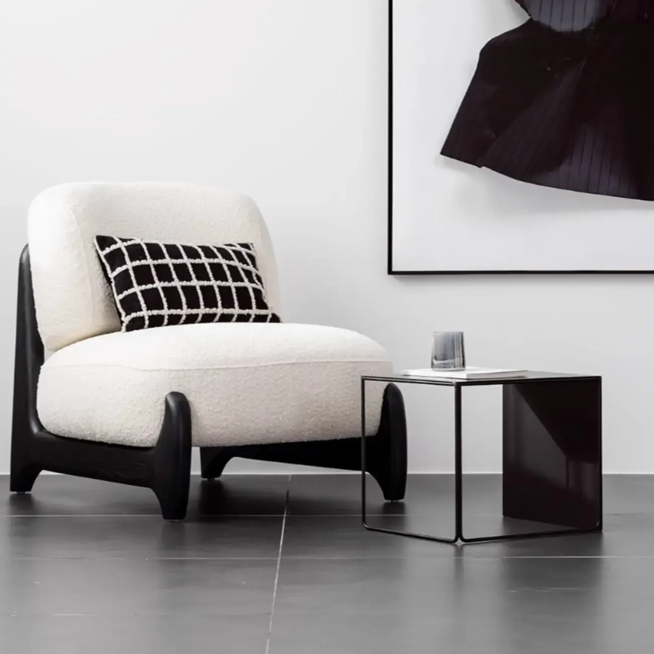 Modern Fabric Black Slipper Chair with Cushion