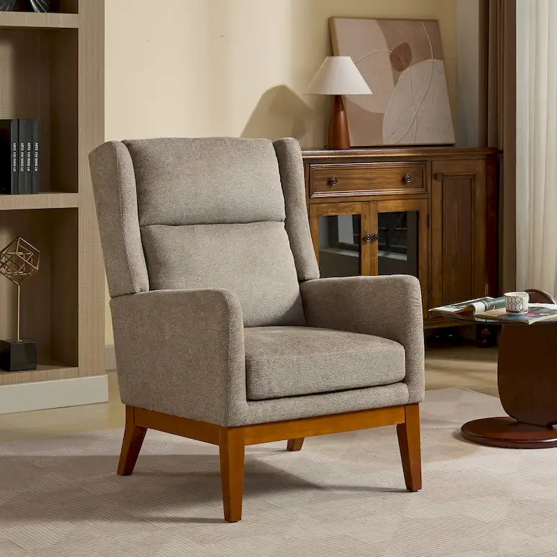 Modern Accent Wingback Chair,Polyester Blend High Back Reading Chair ,Upholstered Armchair Club Chair