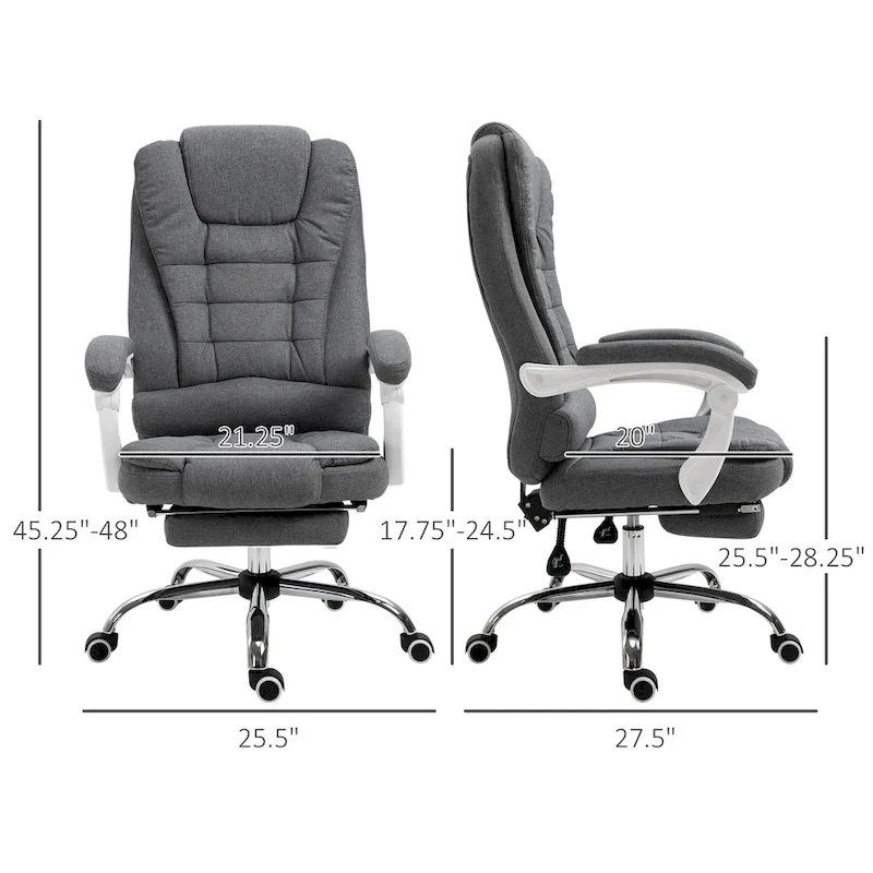Vinsetto High-Back Executive Office Chair: Footrest, Linen-Fabric, Padded Armrests - Ergonomic