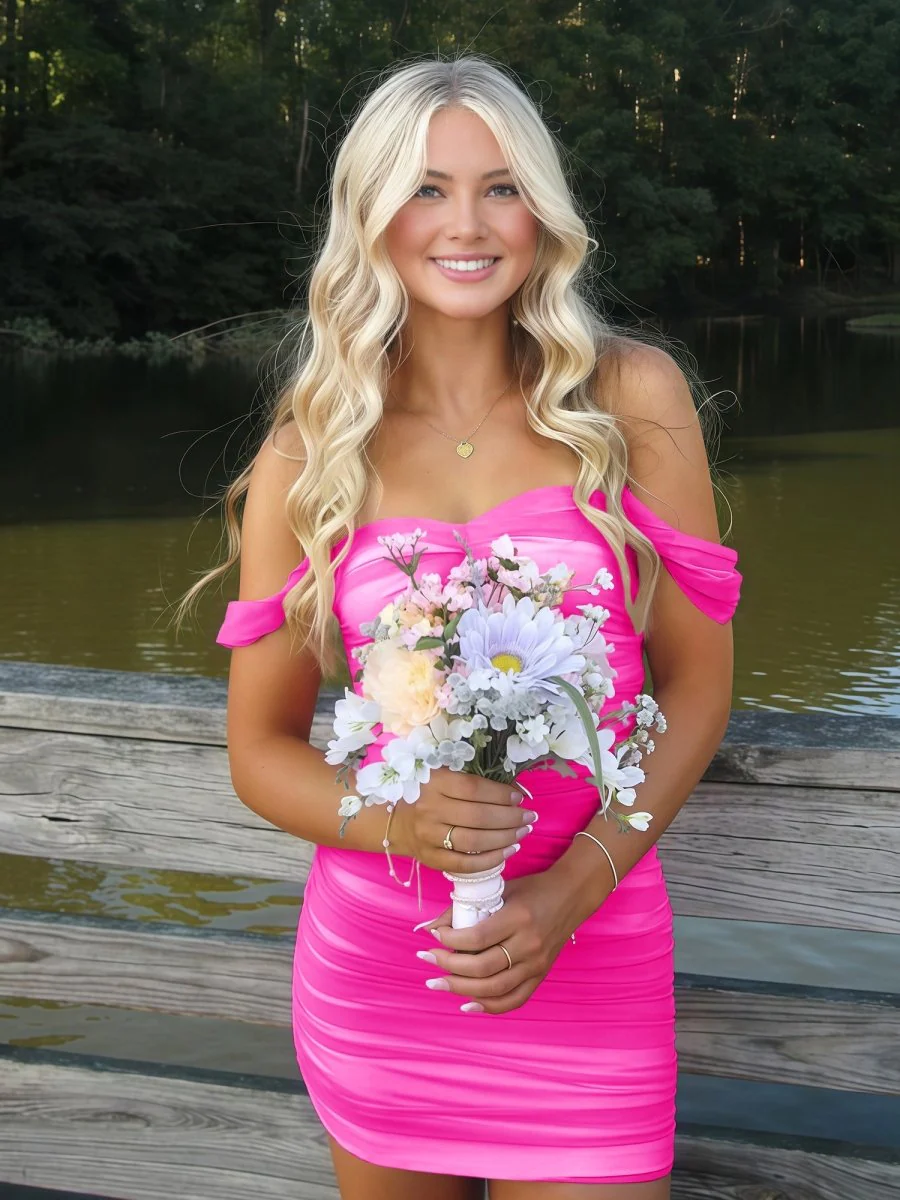 Fuchsia - Off The Shoulder Tulle Short Homecoming & Cocktail Dresses