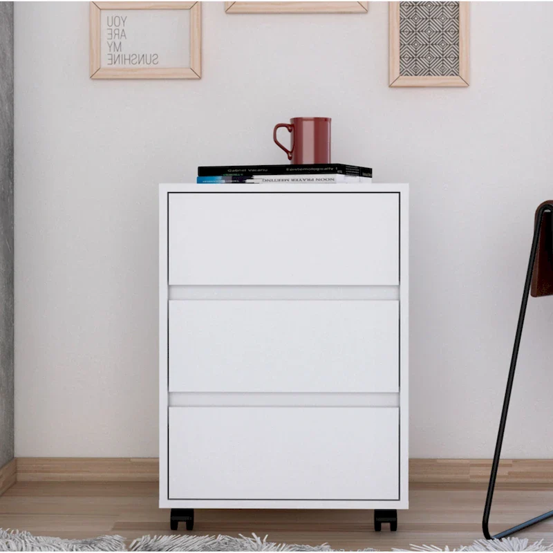 Artemisa 26-inch Tall 3 Drawer Filing Cabinet with 4 Caster Wheels and Superior Top