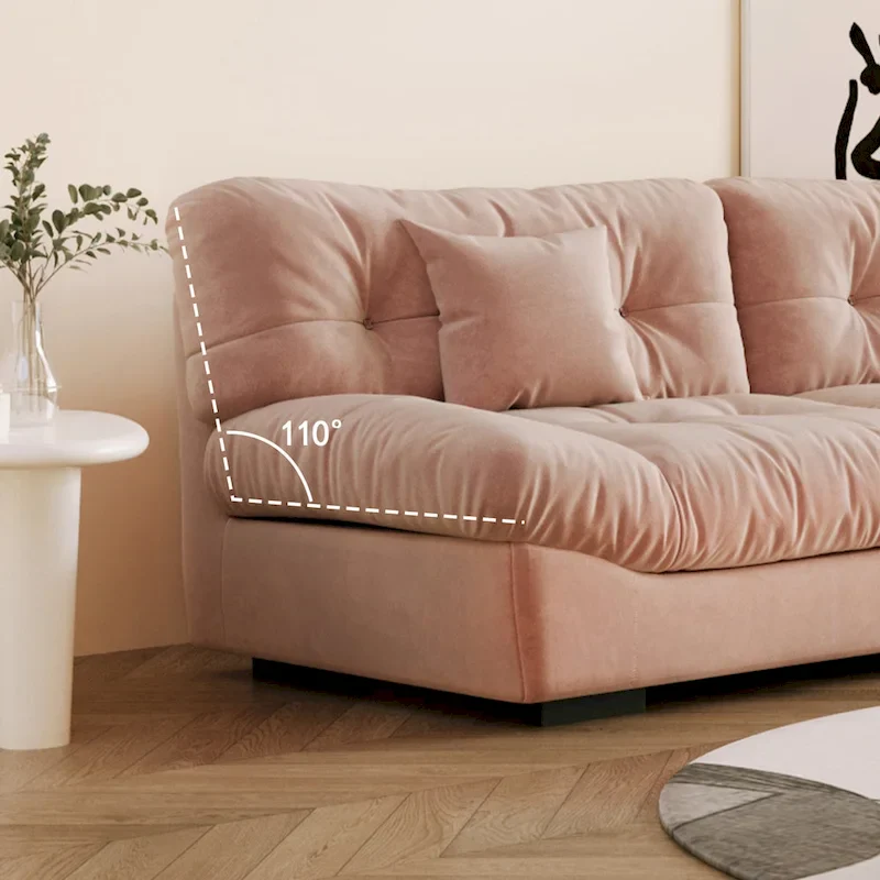Velvet Loveseat Sofa - 2 Seater - Beige/Grey/Pink