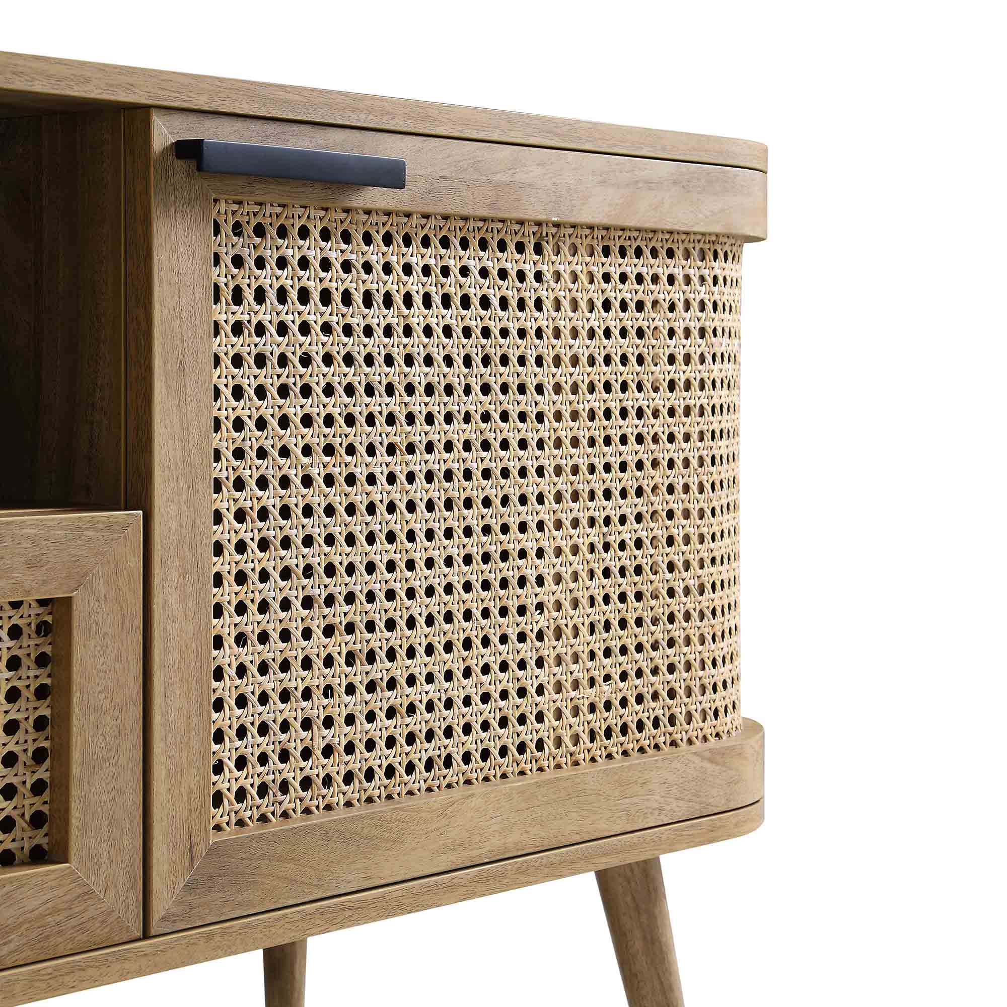 Curved Rattan 59 TV Unit, Natural