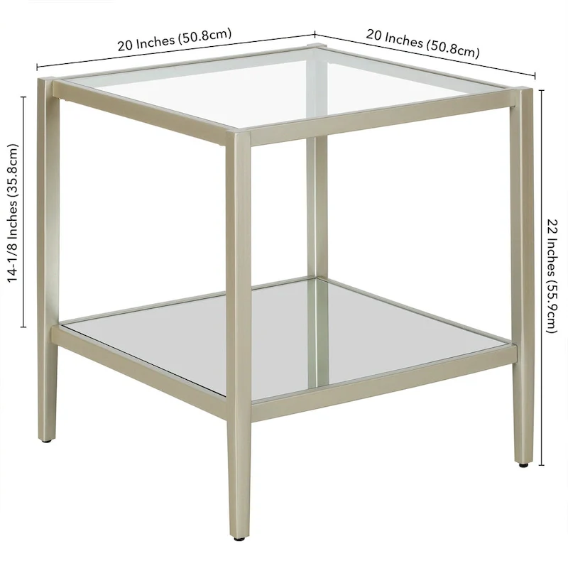 Hera 20 Wide Square Side Table with Clear Shelf