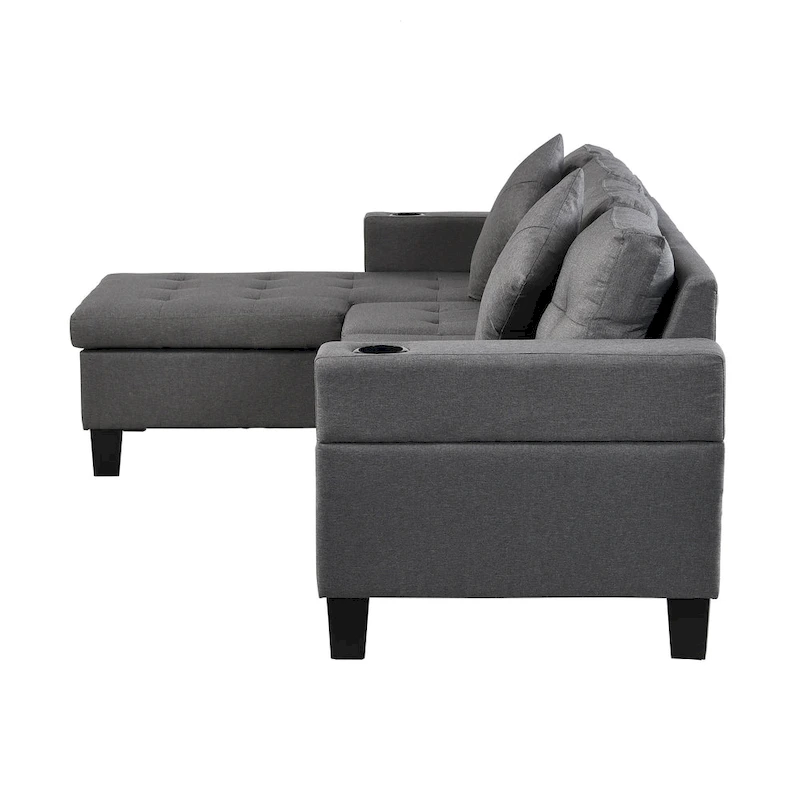Modern 4-Seat L-Shaped Sectional Sofa with Lounge Chaise