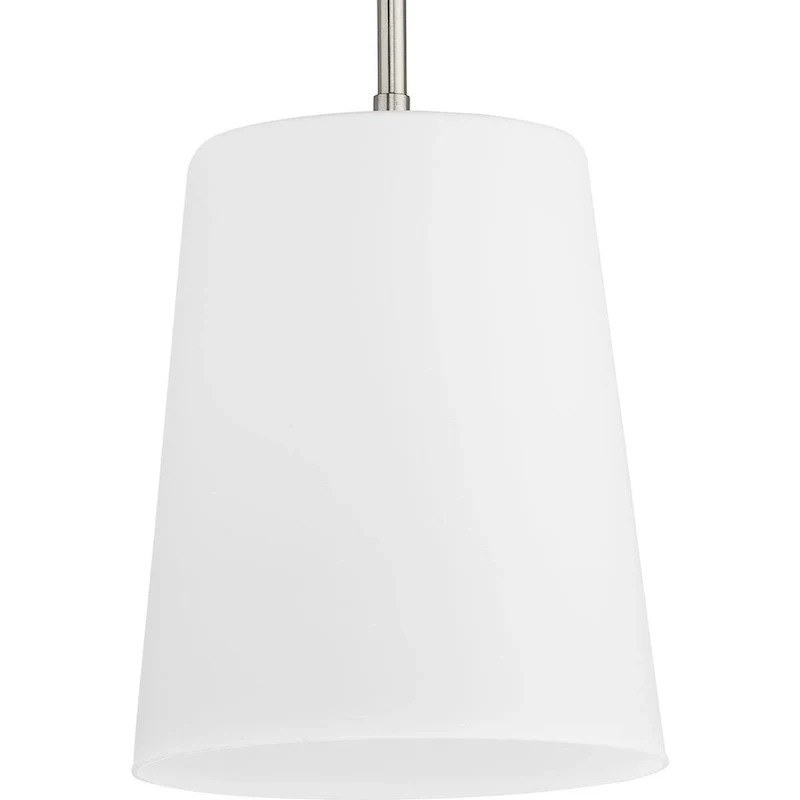 Clarion Collection One-Light Brushed Nickel Etched White Transitional Pendant - 9 in x 9 in x 11.37 in