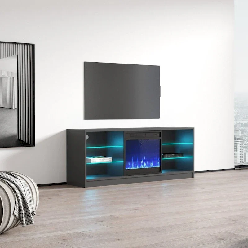 Manhattan Electric Fireplace Modern 58 TV Stand