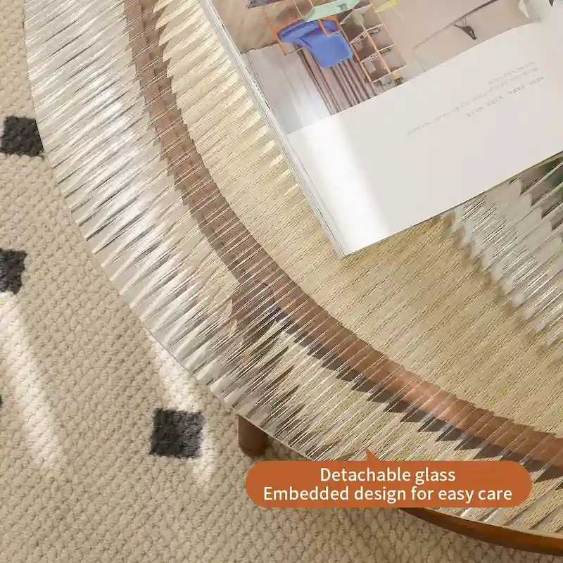 Modern Farmhouse Coffee Table Set Nesting Round Wooden Table Side Table Set