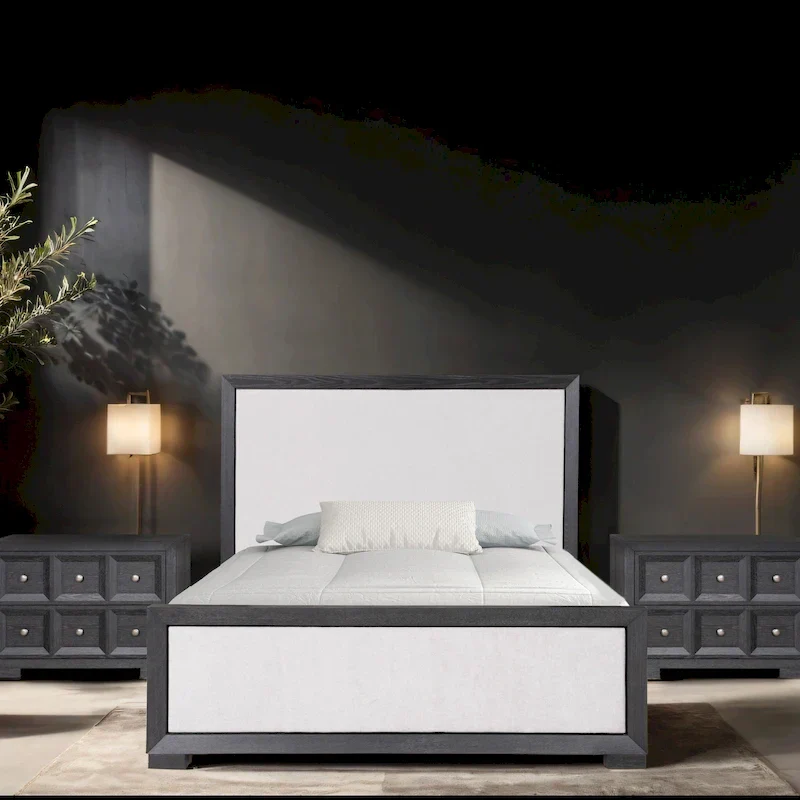 Furniture of America Durem II Modern Classic Solid Wood Fabric Panel Bed