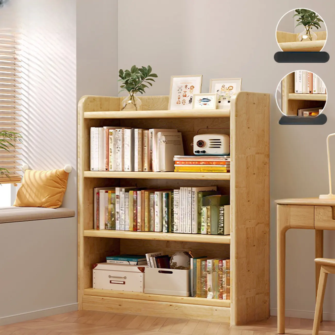 Rustic Vertical 5-Tier Closed Back Wooden Bookshelf