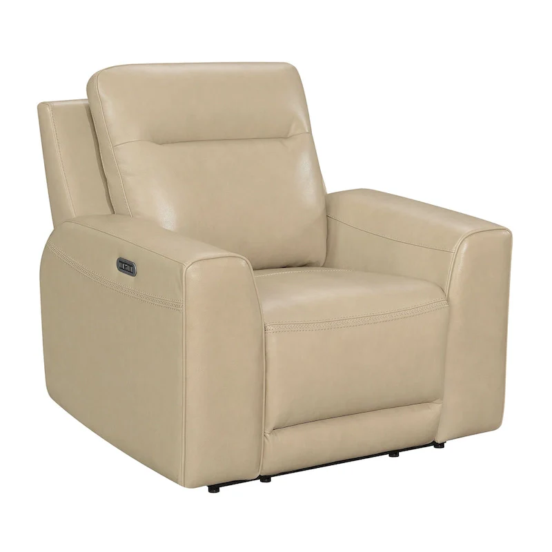 Sand Top Grain Leather Power Reclining Chair – Single