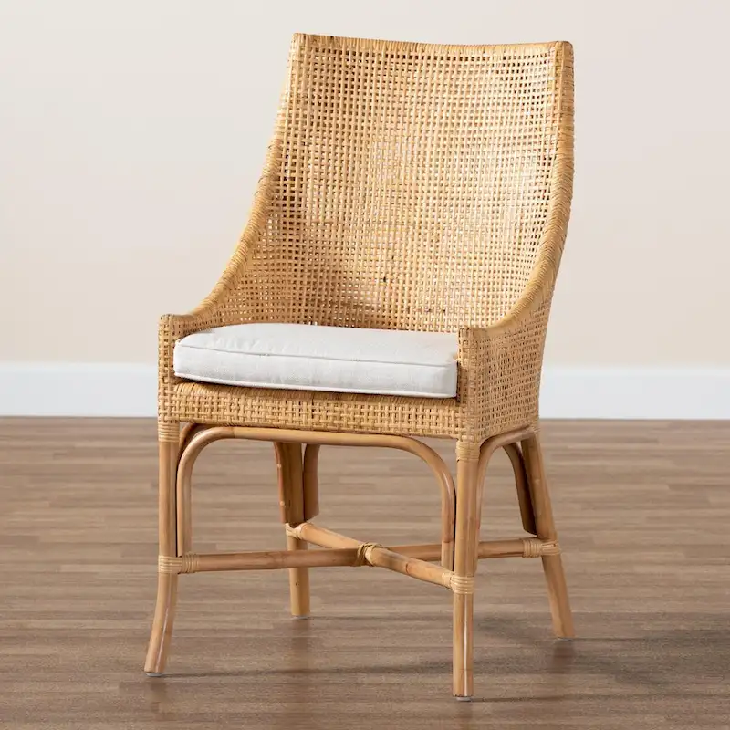 Bella Modern Bohemian Natural Brown Rattan Dining Chair