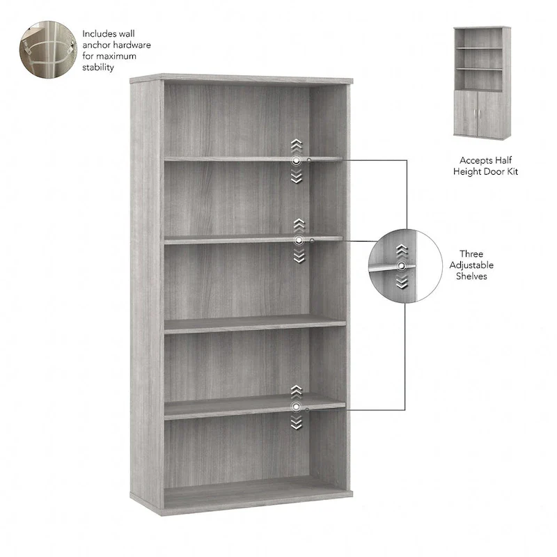 Tall 5 Shelf Bookcase by
